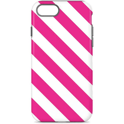 Pink and White Geometric Stripes iPhone Cases